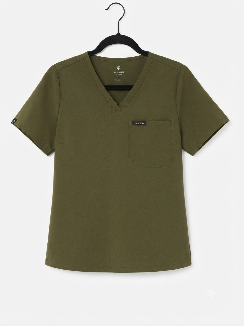 Jaanuu Rhena 1 Pocket Scrub Top in Olive size Small